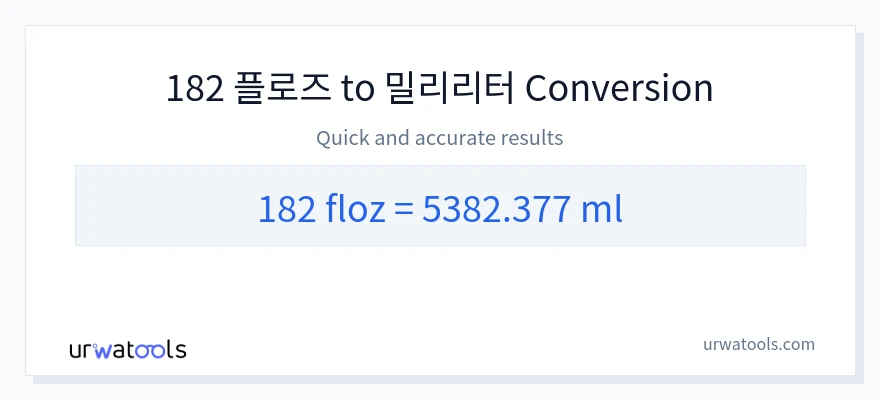 182 액량 온스에서 밀리리터으로의 변환