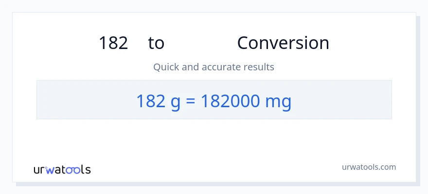 การแปลง 182 กรัม เป็น มิลลิกรัม