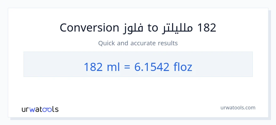 التحويل من 182 ملليلتر إلى أونصة سائلة