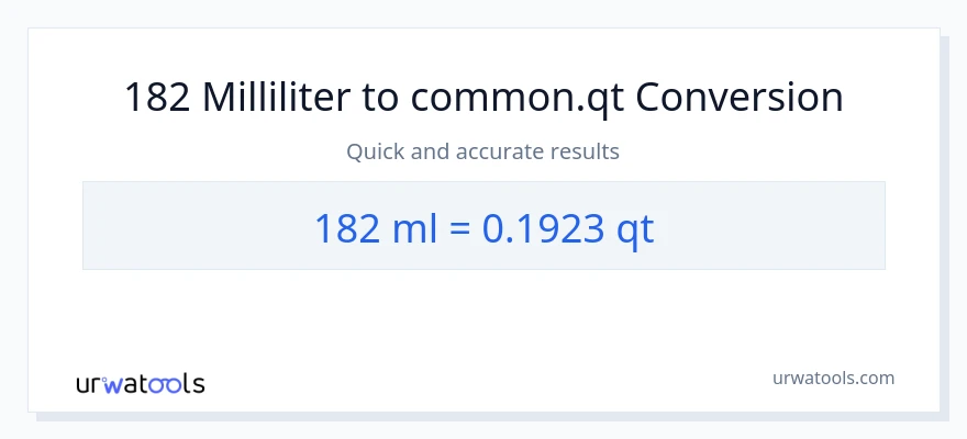 182 milliliter til Quarts konvertering