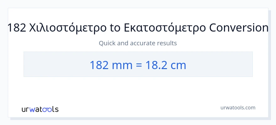 Μετατροπή 182 χιλιοστά σε Εκατοστά