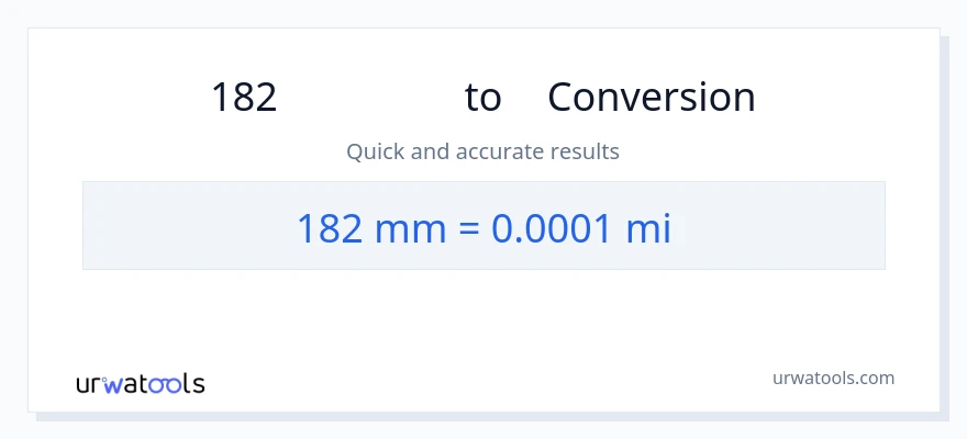 การแปลง 182 มิลลิเมตร เป็น ไมล์