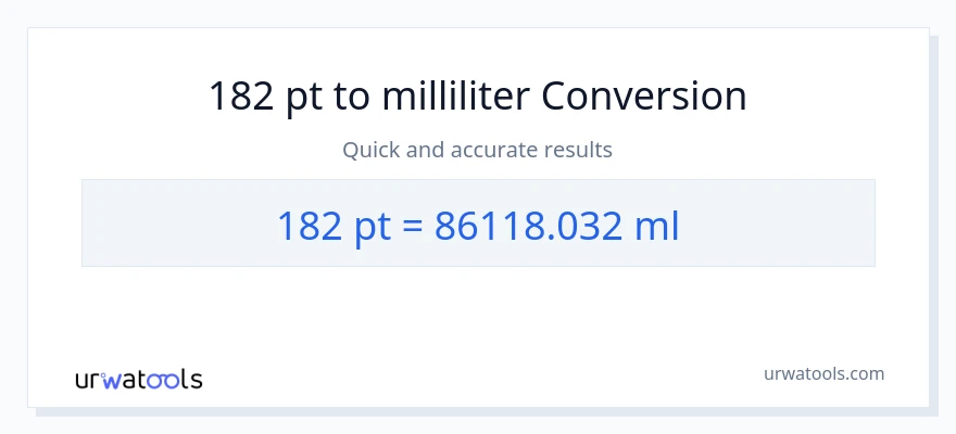 182 Pints til milliliter konvertering