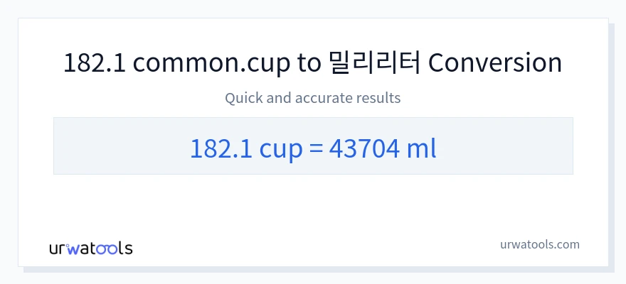 182.1 컵에서 밀리리터으로의 변환