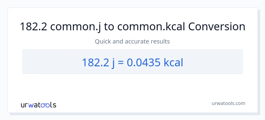 تبدیل 182.2 ژول به Kilocalories