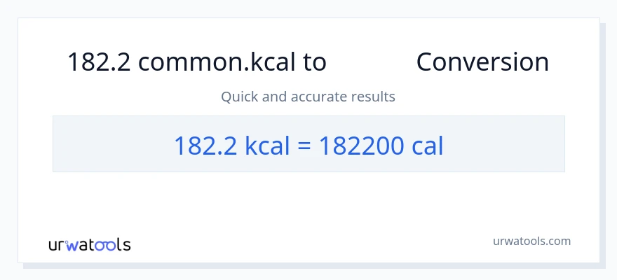 182.2 Kilocalories ൽ നിന്ന് കലോറികൾ ലേക്ക് പരിവർത്തനം