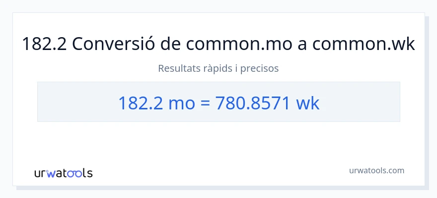 Conversió de 182.2 mesos a setmanes