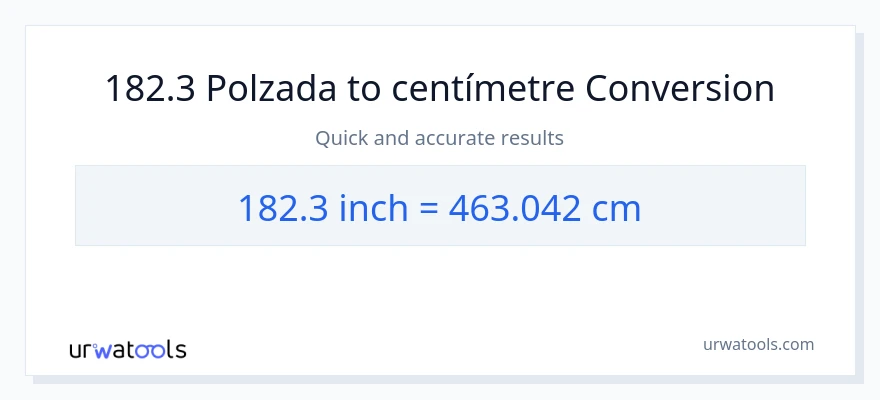 Conversió de 182.3 Polzades a Centímetres