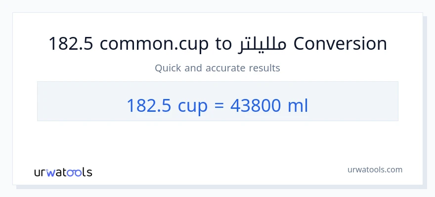 التحويل من 182.5 أكواب إلى ملليلتر