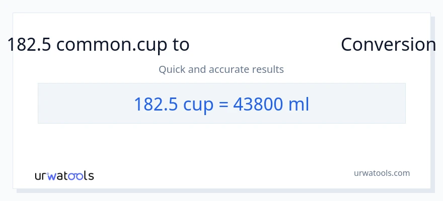 182.5 கோப்பைகள் இலிருந்து மில்லிலிட்டர்கள் வரை மாற்றம்