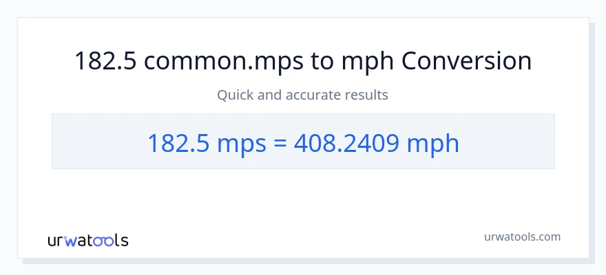 182.5 Meters Per Second patungong milya kada oras na conversion