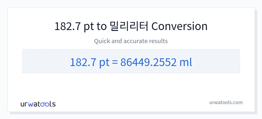 182.7 Pints에서 밀리리터으로의 변환