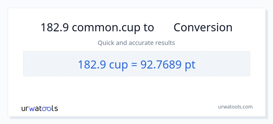การแปลง 182.9 ถ้วย เป็น Pints