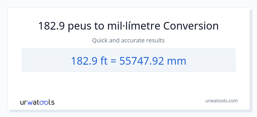 Conversió de 182.9 Peus a mil·límetres