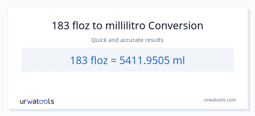 Conversione da 183 once fluide a millilitri