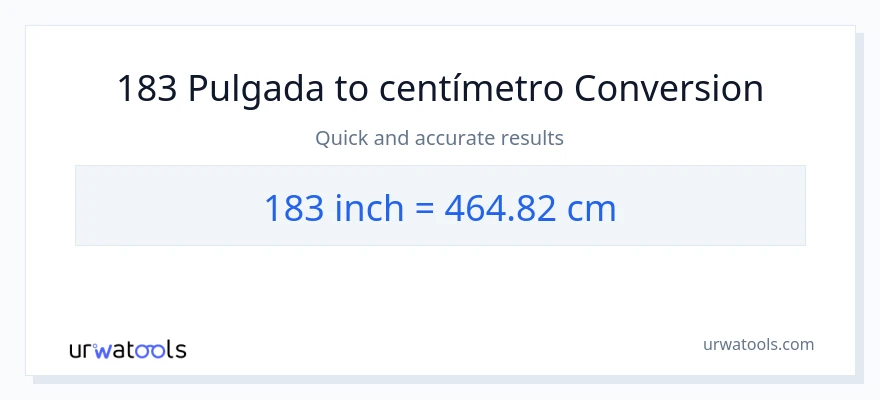 Conversión de 183 Pulgadas a Centímetros