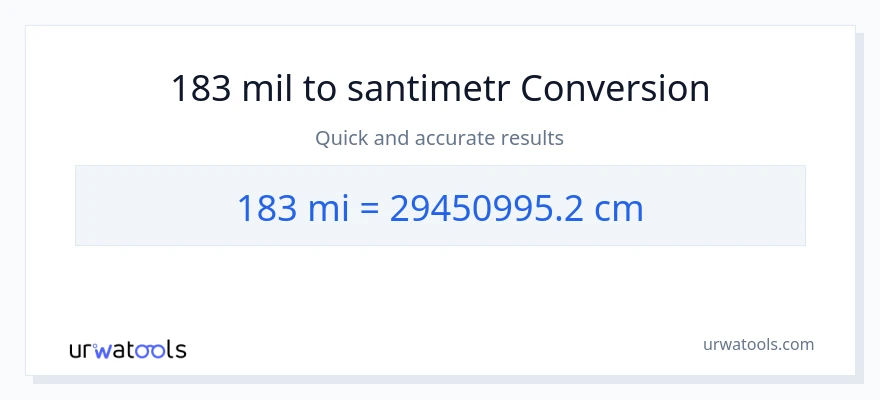 183 mil-dən Santimetr-ə çevrilmə