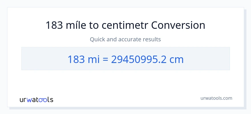 Konverze z míle na Centimetry: 183