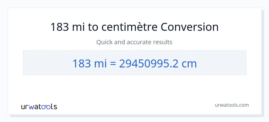 Conversion 183 kilomètres vers Centimètres