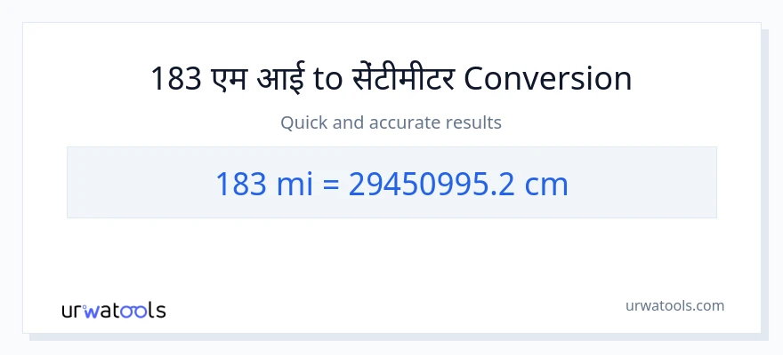 183 मील से सेंटीमीटर रूपांतरण