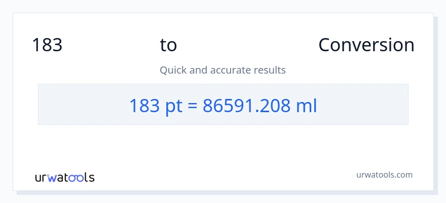 183 Pints ൽ നിന്ന് മില്ലിലിറ്റർ ലേക്ക് പരിവർത്തനം