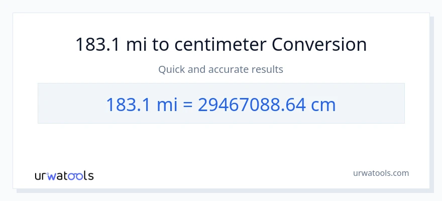 183.1 miles til Centimeter konvertering