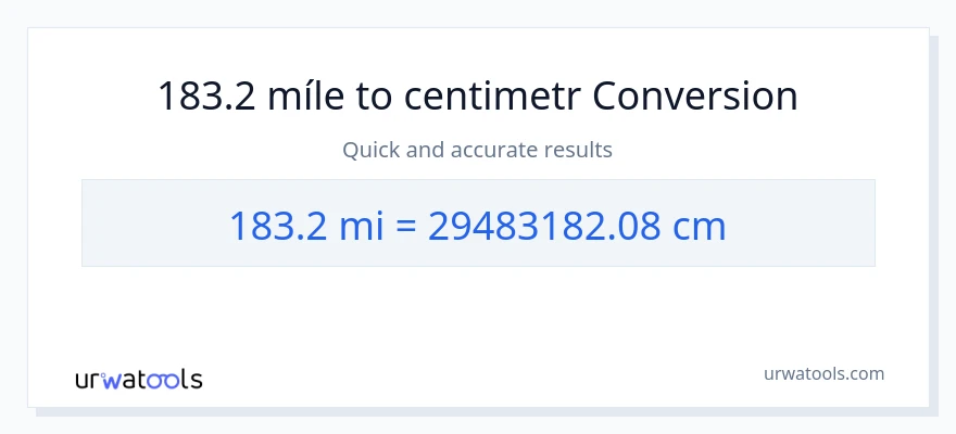 Konverze z míle na Centimetry: 183.2