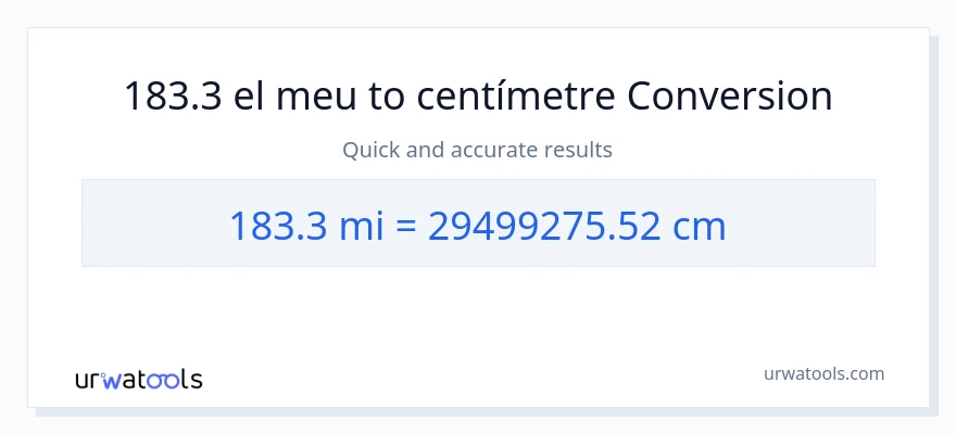 Conversió de 183.3 milles a Centímetres
