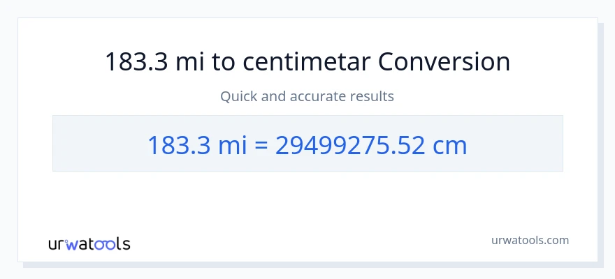 Konverzija od milje do Centimetri: 183.3
