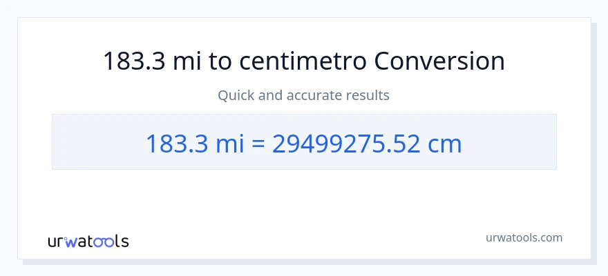Conversione da 183.3 miglia a Centimetri