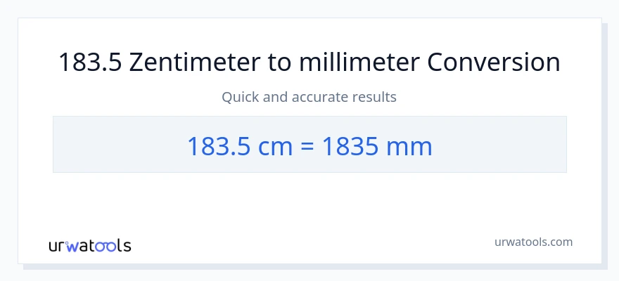 183.5 Zentimeter zu Millimeter Umwandlung