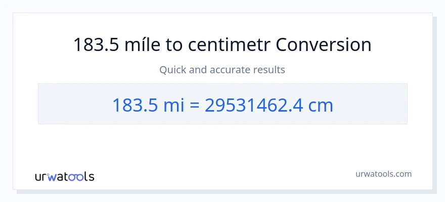 Konverze z míle na Centimetry: 183.5