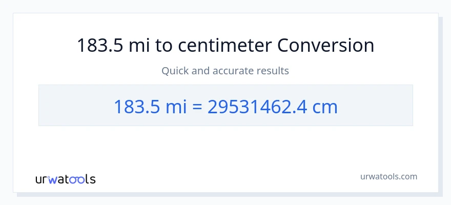 183.5 mijlen naar centimeters conversie