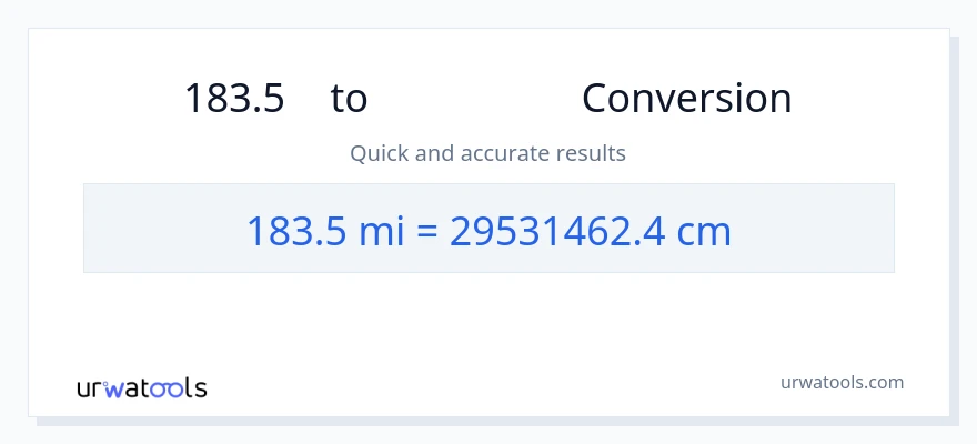 การแปลง 183.5 ไมล์ เป็น เซนติเมตร