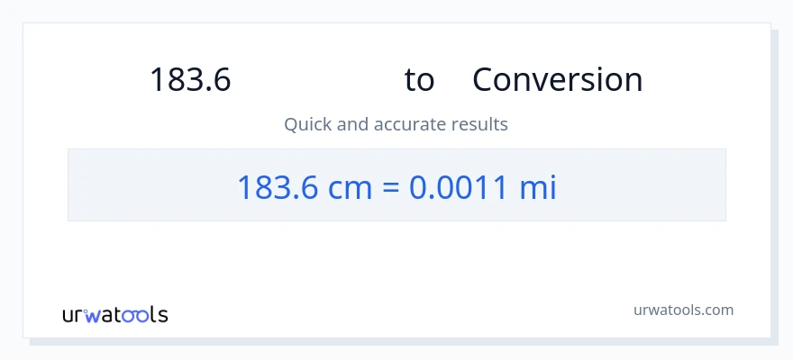 การแปลง 183.6 เซนติเมตร เป็น ไมล์