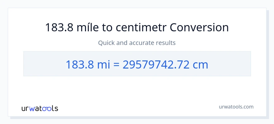 Konverze z míle na Centimetry: 183.8