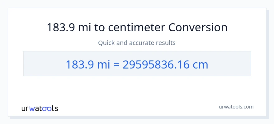 183.9 mijlen naar centimeters conversie