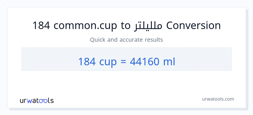 التحويل من 184 أكواب إلى ملليلتر