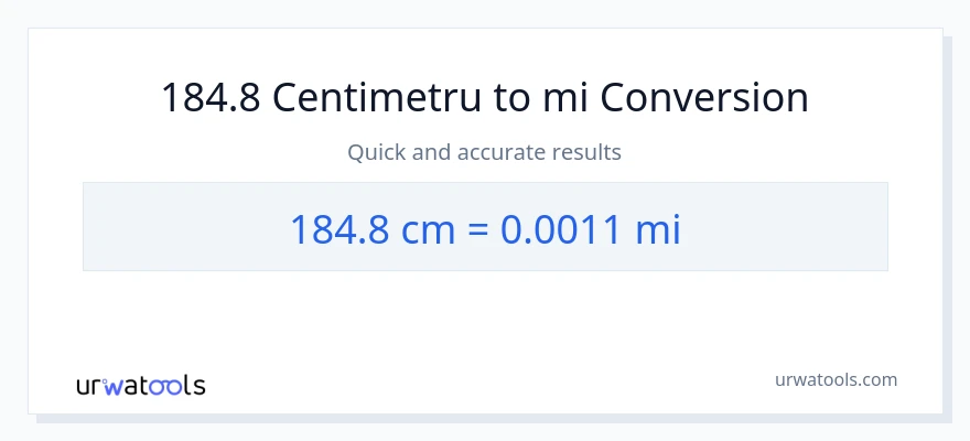 Conversie 184.8 Centimetri la mile