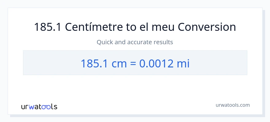 Conversió de 185.1 Centímetres a milles