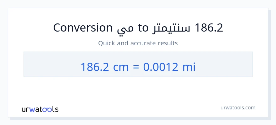 التحويل من 186.2 سنتيمترات إلى أميال