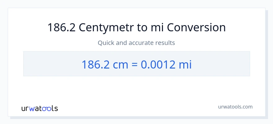 Konwersja 186.2 Centymetry do mile