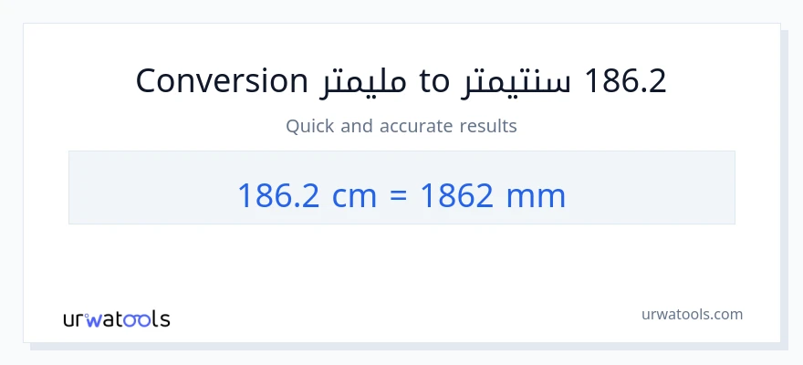 التحويل من 186.2 سنتيمترات إلى مليمترات