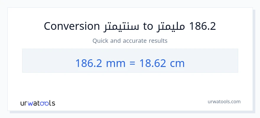 التحويل من 186.2 مليمترات إلى سنتيمترات