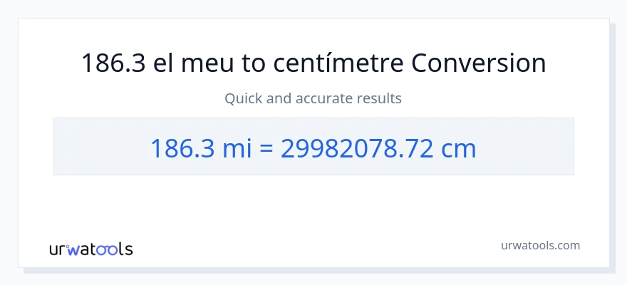 Conversió de 186.3 milles a Centímetres