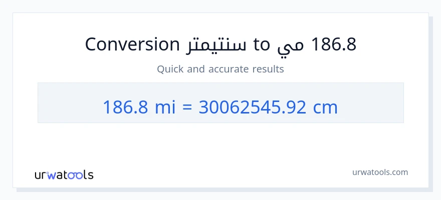 التحويل من 186.8 أميال إلى سنتيمترات