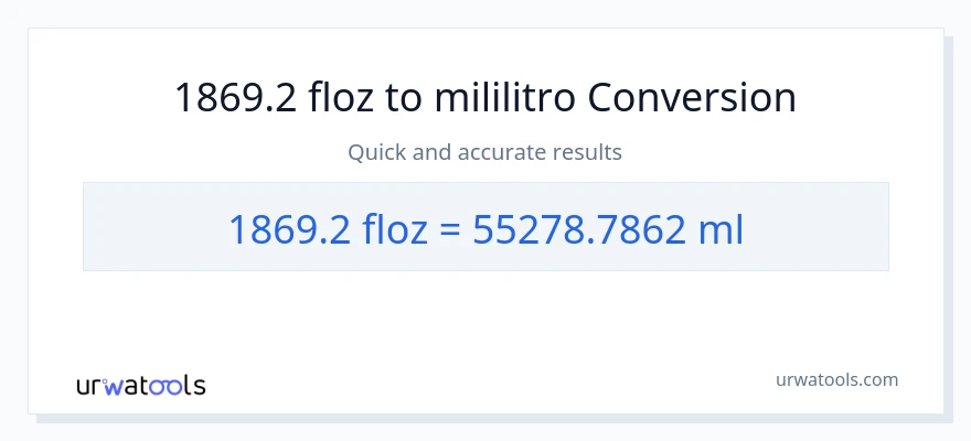 1869.2 mga onsa ng likido patungong mga mililitro na conversion