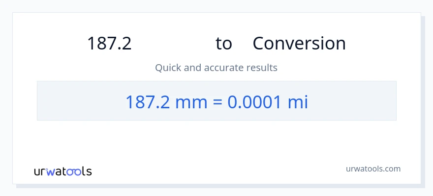 การแปลง 187.2 มิลลิเมตร เป็น ไมล์