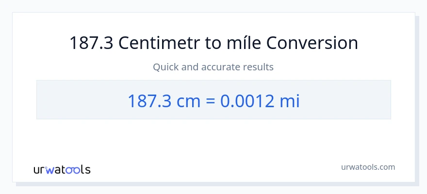 Konverze z Centimetry na míle: 187.3