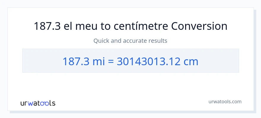 Conversió de 187.3 milles a Centímetres